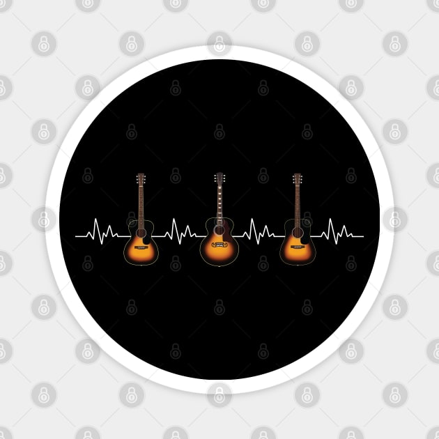 Heartbeat Sunburst Acoustic Guitars Magnet by nightsworthy